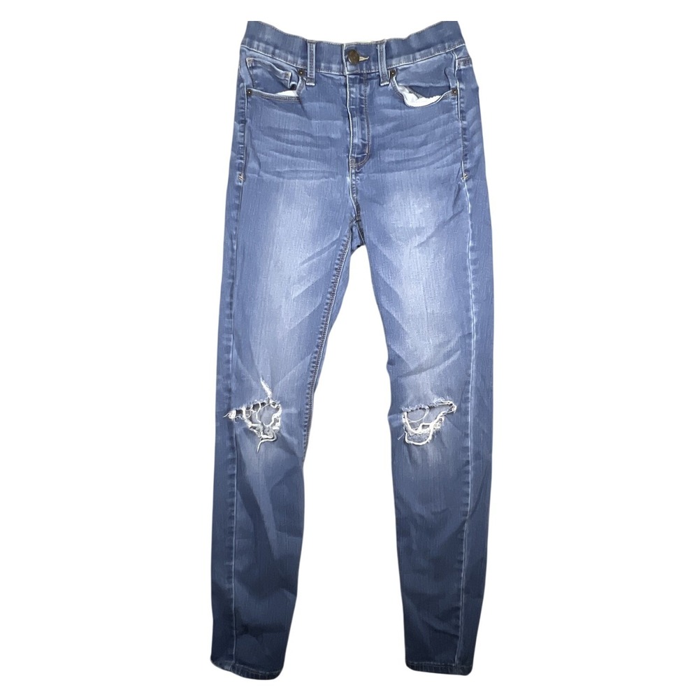 Mudd‎ Women's Size 5 High Rise Skinny Jeans Blue Ripped Distressed Stretch Denim